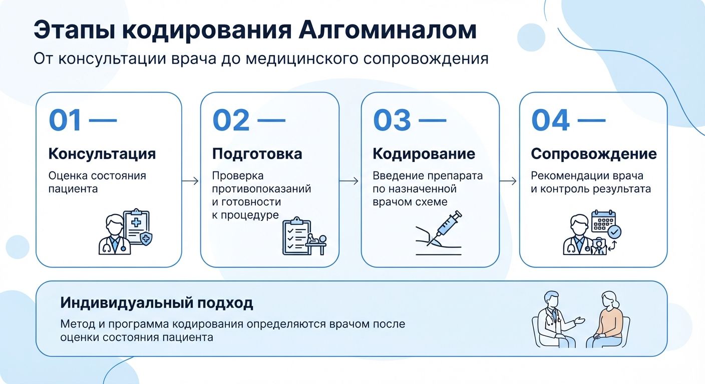 Кодирование препаратом «Алгоминал» в Белорецке инфографика